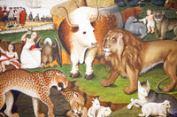 Primitive Detail of Edward Hicks' Peaceable Kingdom Poster Print featuring harmonious animal scenes.