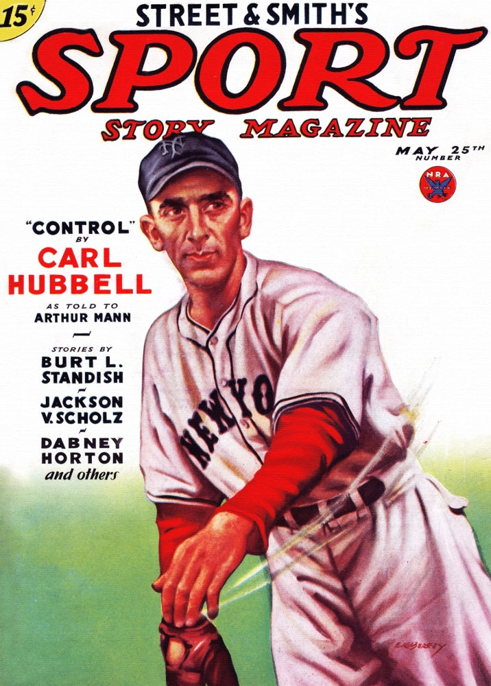 1934 Sport Story Magazine Carl Hubbell Poster Print showcasing baseball history.