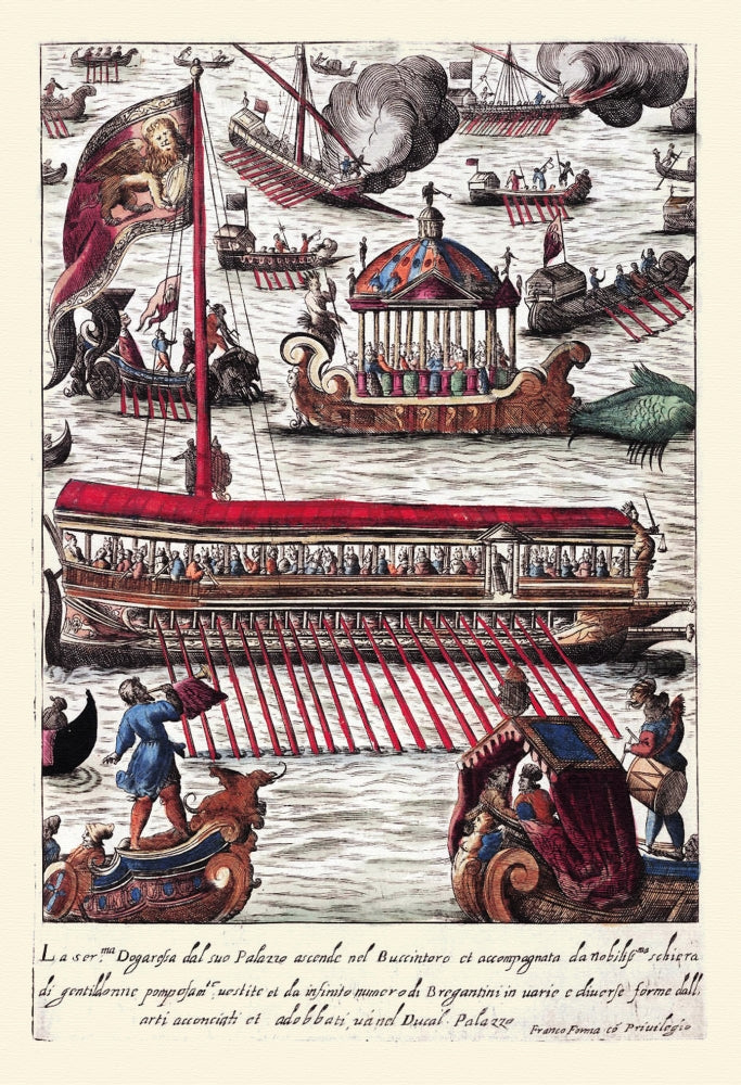 Dress of Venetian Men and Ladies - Royal Barge Poster Print by Franco Giacomo