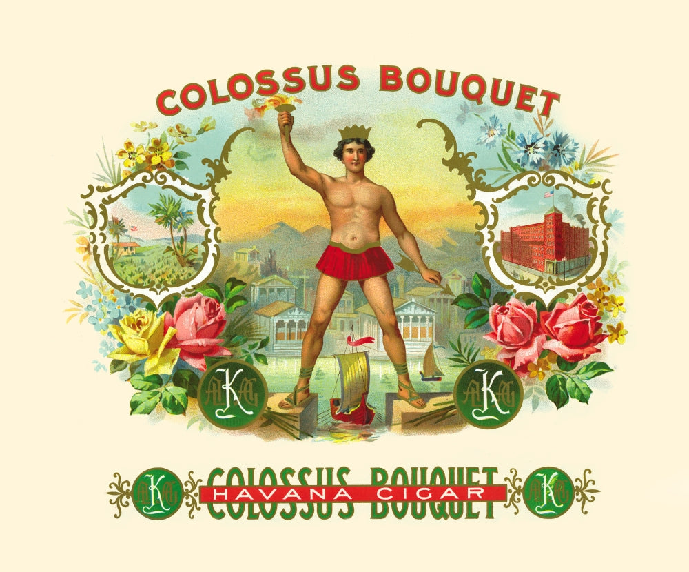 The Colossus of Rhodes poster print showcasing the ancient statue of Helios.