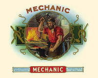 Vintage mechanic smithing poster print showcasing metalwork craftsmanship.