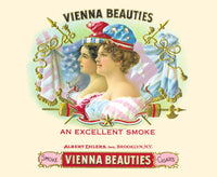 Patriotic Ladies Tobacco Label Poster Print featuring two elegant women in red, white, and blue.