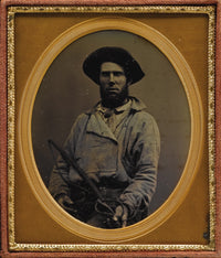 Sixth Plate Daguerreotype of a Western Mule Skinner holding a whip, 1850s