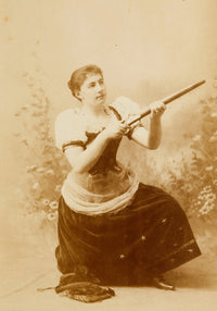 San Francisco Cowgirl with Rifle Poster Print showcasing a young girl with a prop rifle.