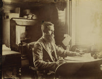 Wells Fargo & Company's Express Office poster from 1898, featuring a gentleman at a desk with a large open safe and currency.