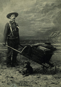 Armed Miner with Wheel Barrow historical poster print featuring unique suspenders.