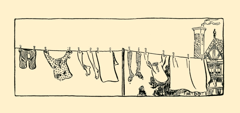 Air Drying Clothes on a Clothesline Art Print by George Reiter Brill