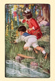 Rhyme of the Golden Age poster print by George Reiter Brill showing children picking flowers by a stream.