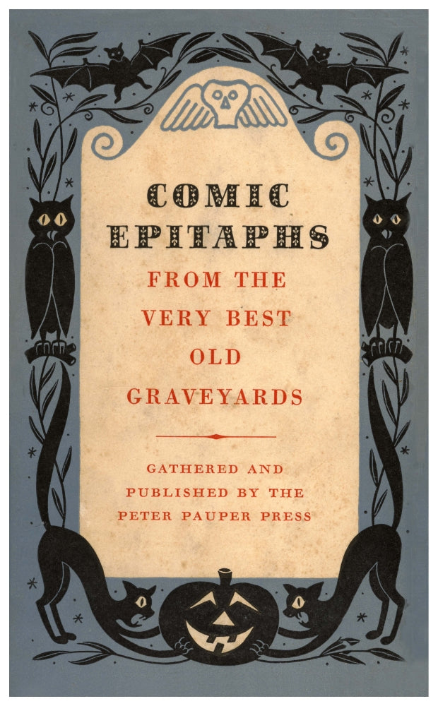 Comic Epitaphs book cover poster print showcasing unique gravestone art.