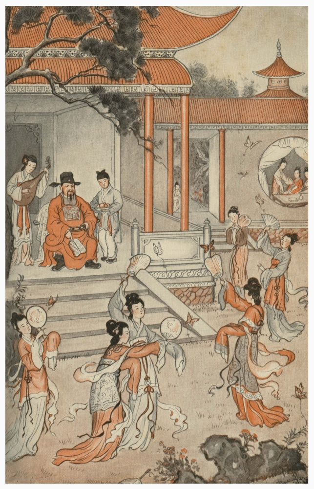 Dance of the Fans illustration from 'Tales of a Chinese Grandmother' poster print