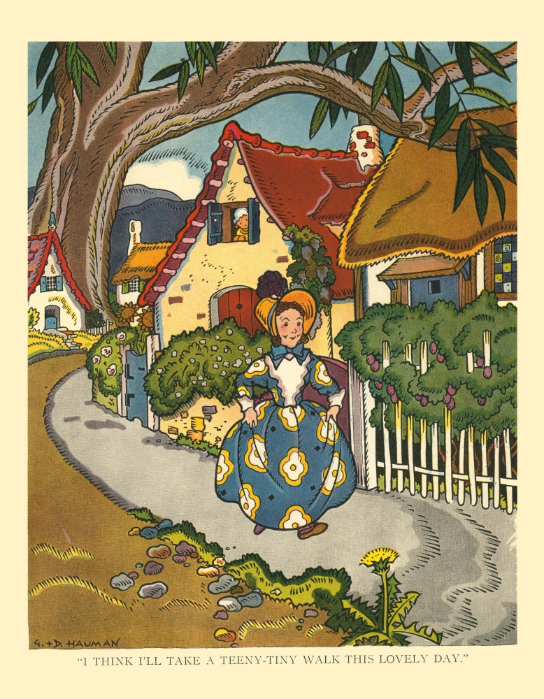 I Think I'll Take a Teeny-Tiny Walk poster print featuring whimsical illustration by George and Doris Hauman.