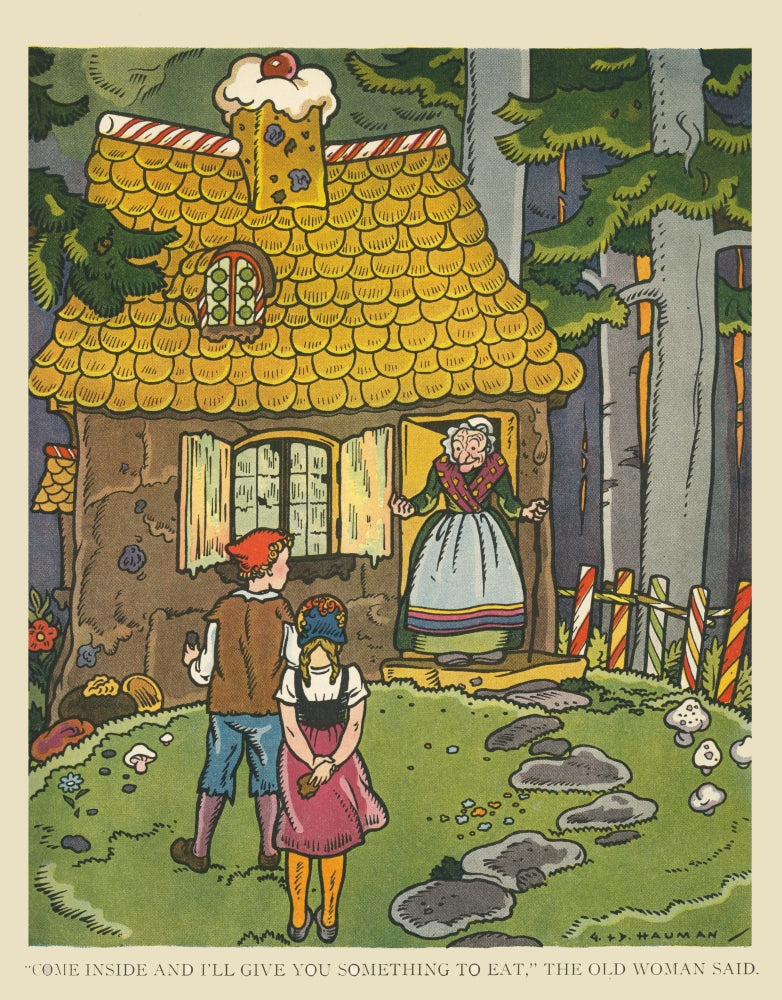 Come Inside and I'll Give You Something to Eat poster print by George and Doris Hauman, colorful illustration from children's book.