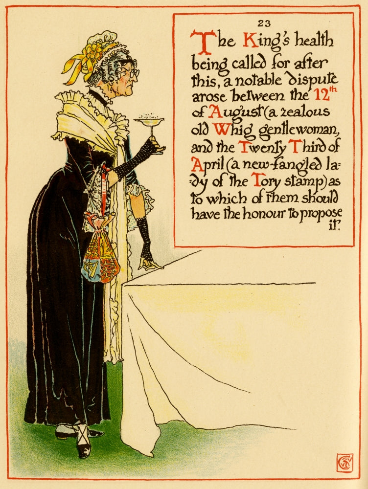 Masque of Days illustration art by Walter Crane, vibrant poster print.