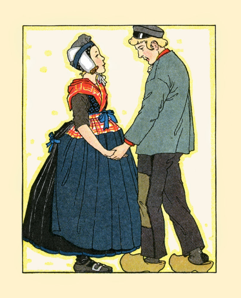 A Dutch man and woman illustration from Tales Told of Holland by Maud & Miska Petersham.