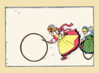 Chasing the Hoop poster print featuring a girl and her dog in a playful scene