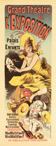 Woman holding clown mask surrounded by musical instruments poster print by Jules Chéret.