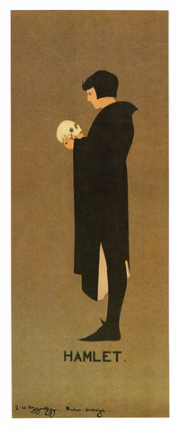 Hamlet holds a skull poster print by J. & W. Beggarstaff, 1894.