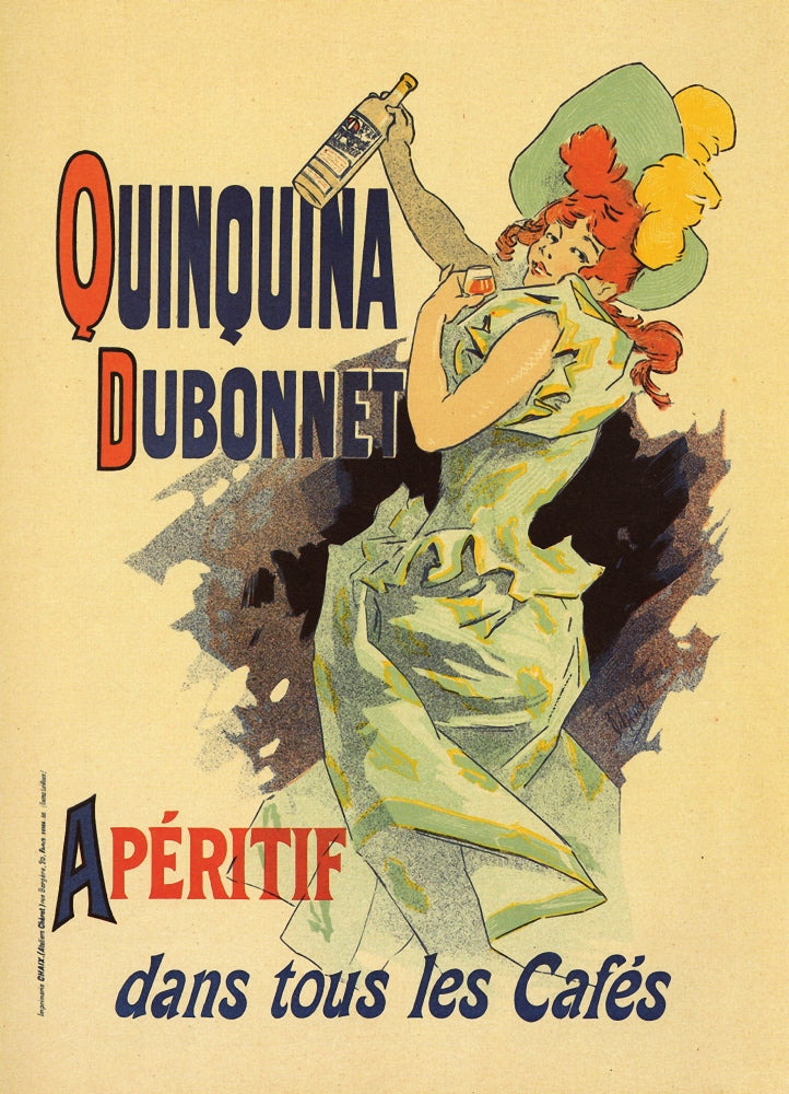 Elegant Woman Holding a Bottle of Fancy Liquor at the Café Poster Print by Jules Chéret