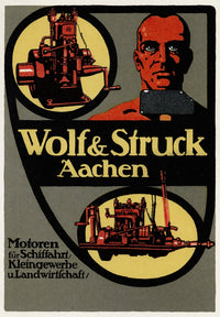 Poster print of a man with a hammer and two motors, showcasing craftsmanship.