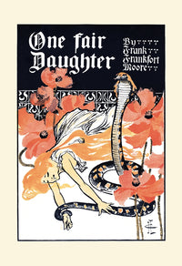 A stunning poster print of a woman held by a snake, artwork by J. C. Leyendecker.