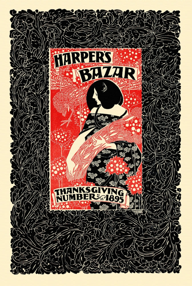 A Woman Holds a Sheaf of Corn Poster Print by Will Bradley