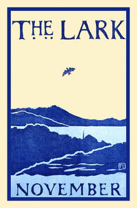 A Bird Flies Over a Landscape Poster Print by Florence Lundborg, showcasing a serene scene with a bird above a picturesque landscape.