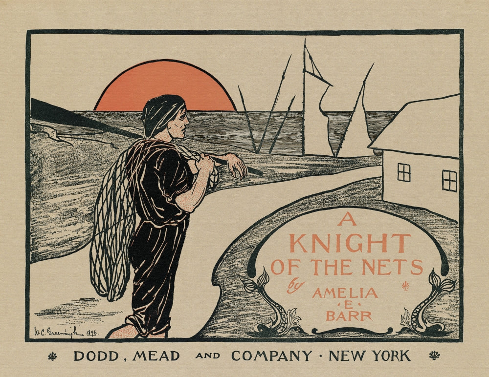 A Man Carries a Net and an Oar Poster Print showcasing adventure and exploration.
