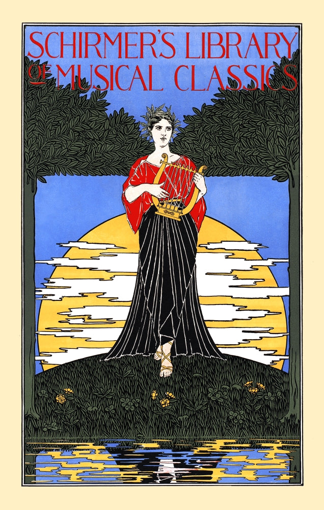 A Woman Plays a Lyre Poster Print featuring elegant details.