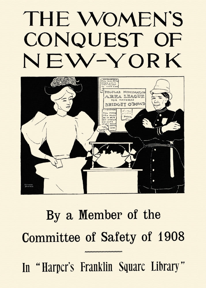 Voting Woman Poster Print by Edward Penfield depicting a woman casting a vote