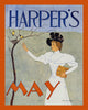 Woman holding a magazine reaching out to birds perched near a nest by Edward Penfield Poster Print