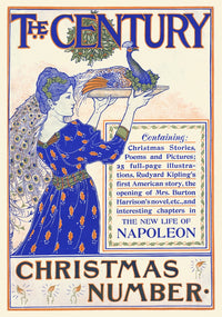 A woman holding a tray with a peacock, fine art print by Louis Rhead.