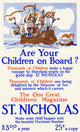 Children sailing on a large ship and a smaller boat - poster print.