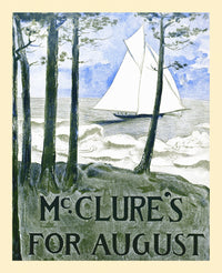 Majestic Sailboat Poster Print depicting a boat on calm waters.