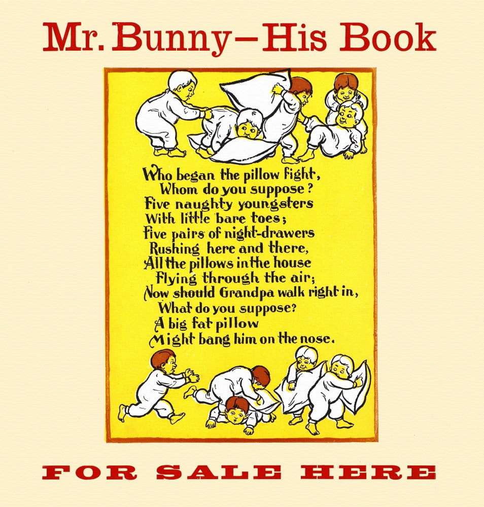 Pillow Fight poster print by W. H. Fry depicting boys having fun.