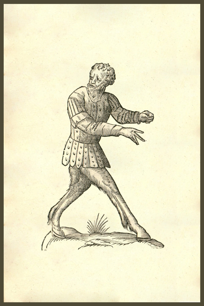 Hippopotamus woodcut print from Monstrorum Historia by Ulisse Aldrovandi