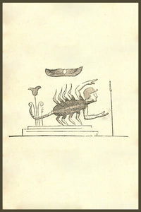 Harpya Carcinoformis Woodcut Print by Ulisse Aldrovandi, depicting a human-scorpion hybrid.