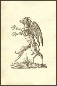Monstrum Alatum et Cornutum Renaissance woodcut print by Ulisse Aldrovandi.