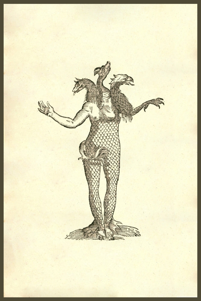 Monstrum Triceps Capite Vulpis Draconis & Aquilae Poster Print by Ulisse Aldrovandi