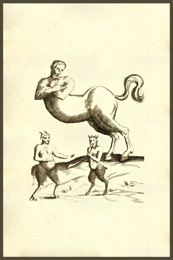 Centaurs & Satyrs Poster Print inspired by Ulisse Aldrovandi's 1642 artwork.