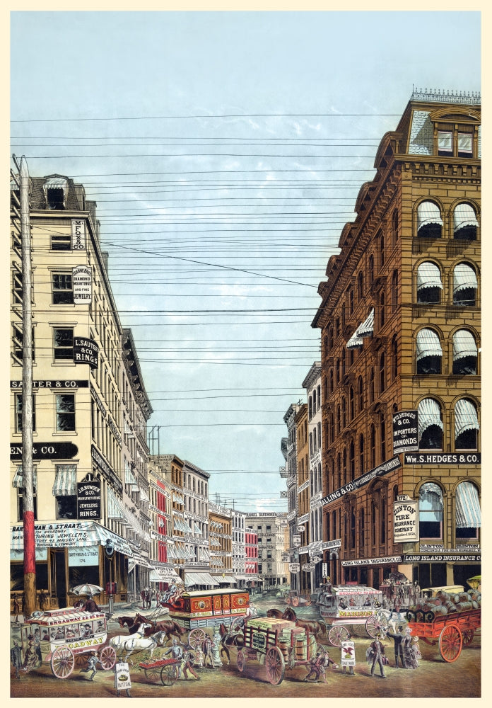 View of Broadway and Maiden Lane Poster Print showcasing New York City streets