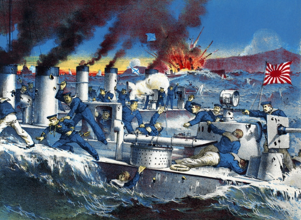 Destruction of Russian Destroyers by Japanese Torpedo Boats Poster Print
