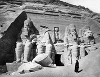 Colossal figures of Ramses II carved into rock at Abu Simbel, Egypt - Poster Print