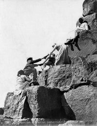 Tourist Climbing the Great Pyramid of Cheops Poster Print by Felix Bonfils