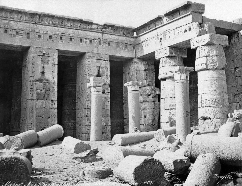 Gallery in Second Court of Thutmose I at Medinet Habu Poster Print by Felix Bonfils
