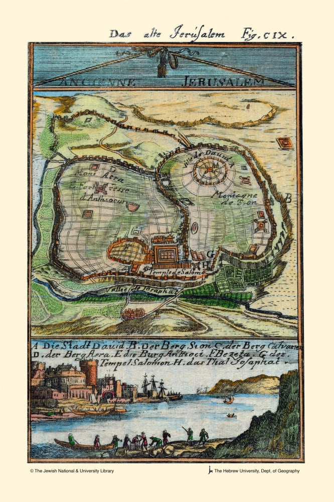 Ancient Jerusalem Poster Print by Alain Manesson Mallet showcasing historical architecture.
