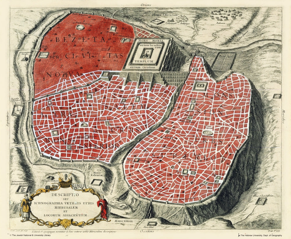 In and Around Jerusalem Poster Print by Bernard Lamy displayed on wall.