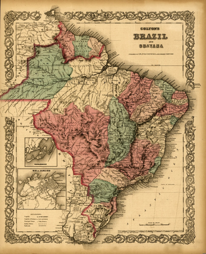 Brazil - 1719 Published in Paris Poster Print by de Fer, historical cartography artwork