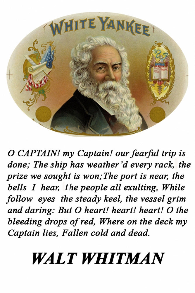 Walt Whitman O Captain! My Captain! Cigar Label Poster Print by Wilbur Pierce
