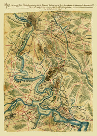 Chickahominy and James Rivers Terrain Map Poster Print by Robert Knox Sneden