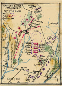 Cavalry Battle at Gettysburg Poster Print by Robert Knox Sneden